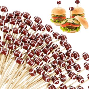 100 Pcs Football Cocktail Picks Bamboo Cocktail Picks